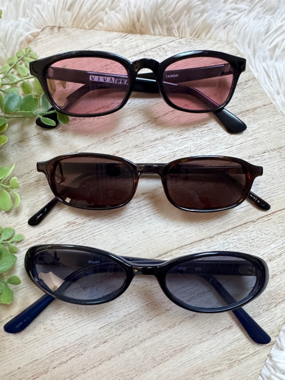 Mudd & Nine West Slim Sunglasses Set of 3 💗 Pink, Brown & Blue Lenses - Picture 2 of 13